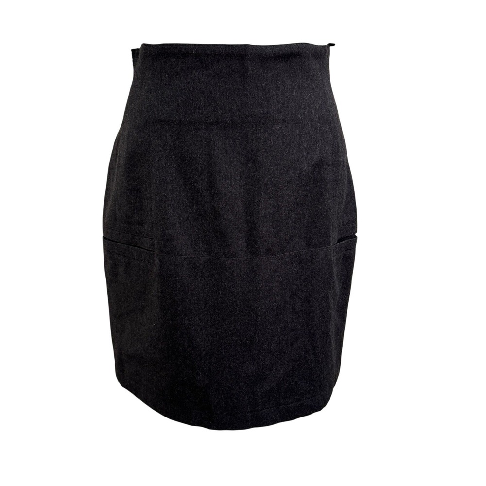 Blacky Dress Berlin Skirt Women M Grey Wool High Waist Elastic Side Pencil Lined